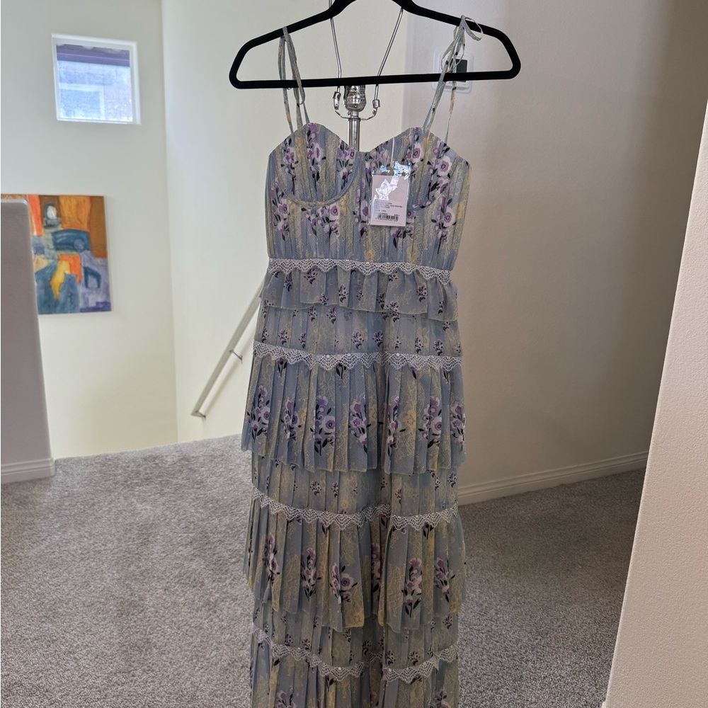 Self-Portrait Lavender Floral Tiered Maxi Dress (Never Worn! )